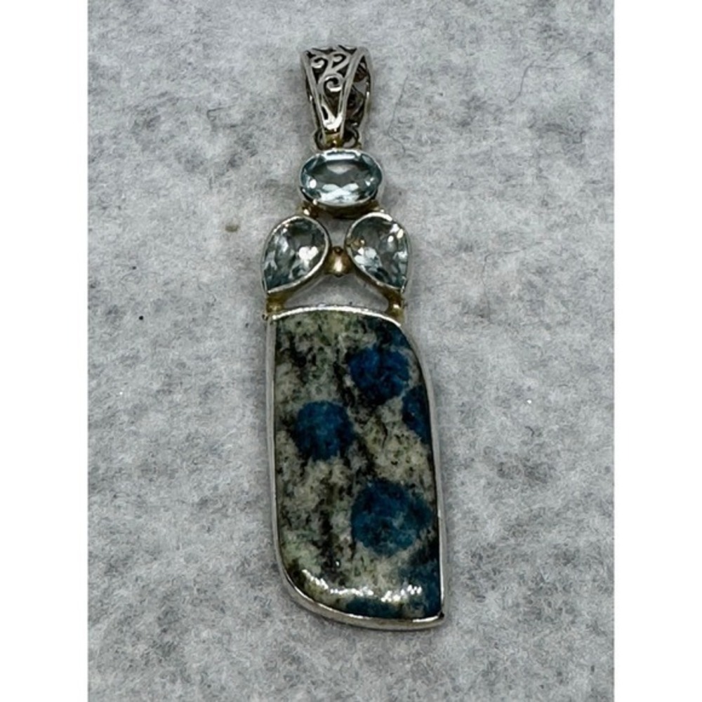 Sterling Silver Jasper Blue Topaz Pendant